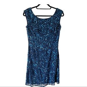 Shail K. Sleeveless Blue Sequin Cocktail Dress Size 10